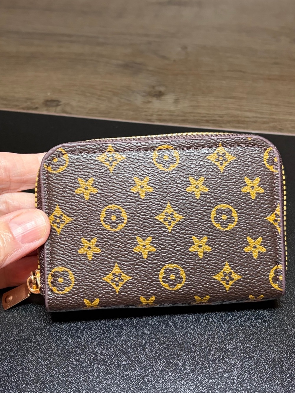 Compact Brown Monogram Zip Wallet